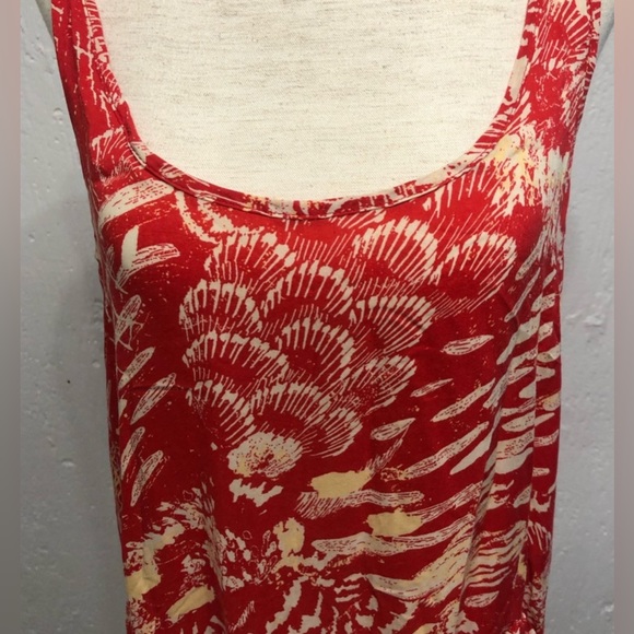 Free People Scoop Neck Sleeveless Beach Print Dress Red XS - Picture 11 of 14